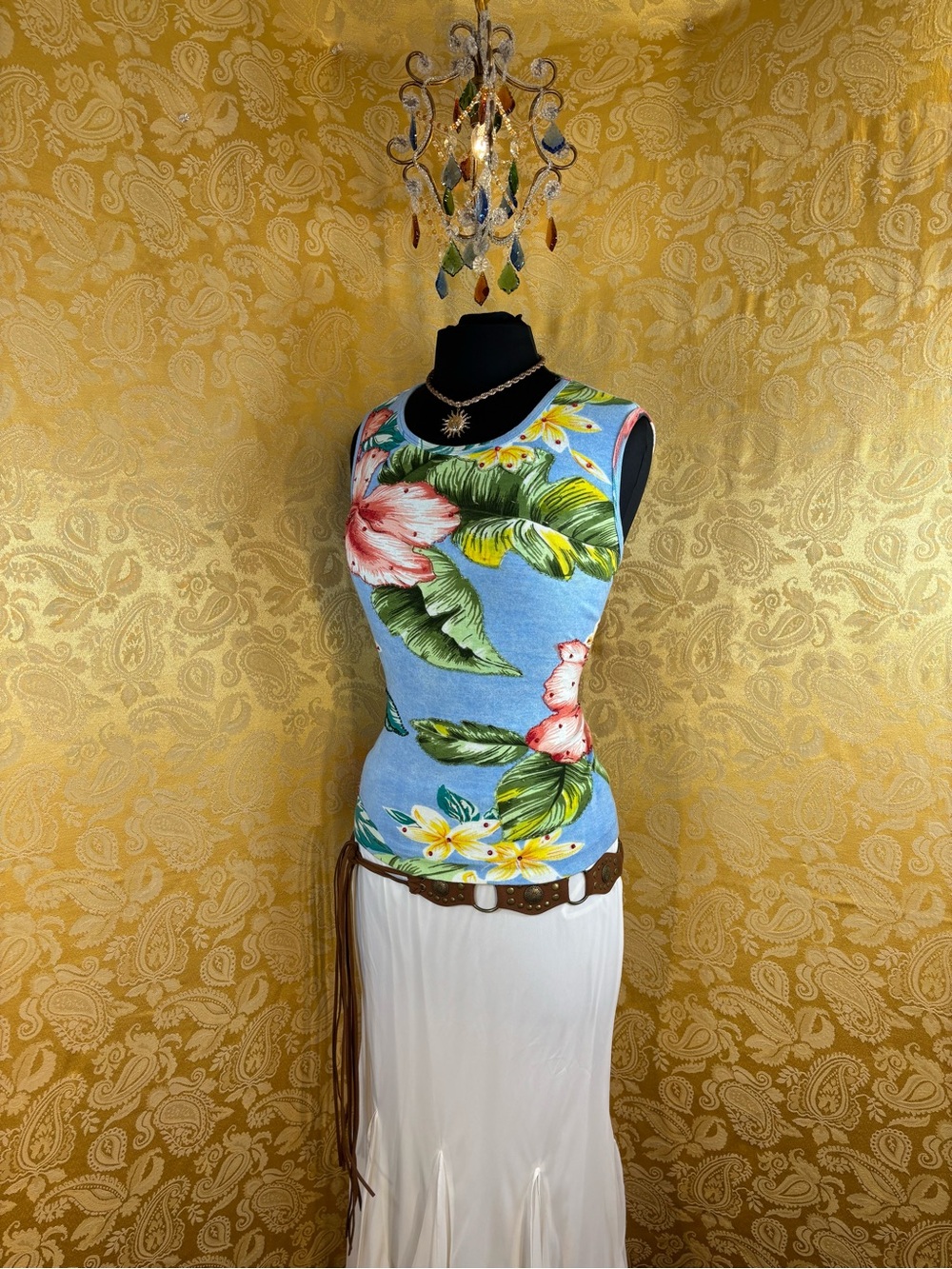 ✨Vintage Y2K Boho Tropical Beaded & Sequins Tank Top✨
